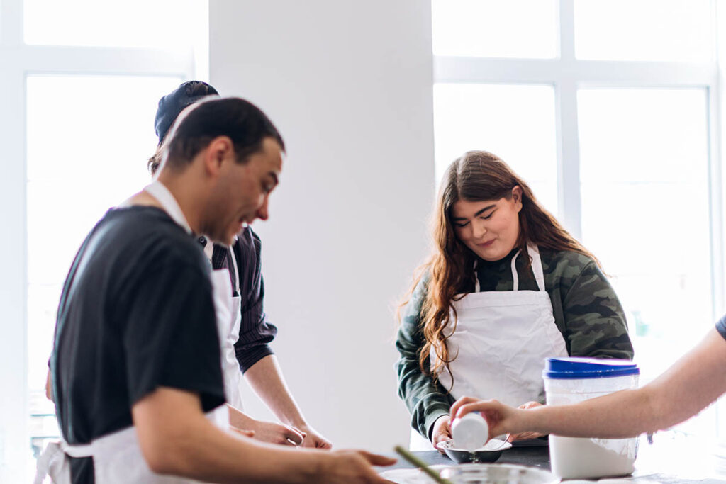 People cooking in a kitchen