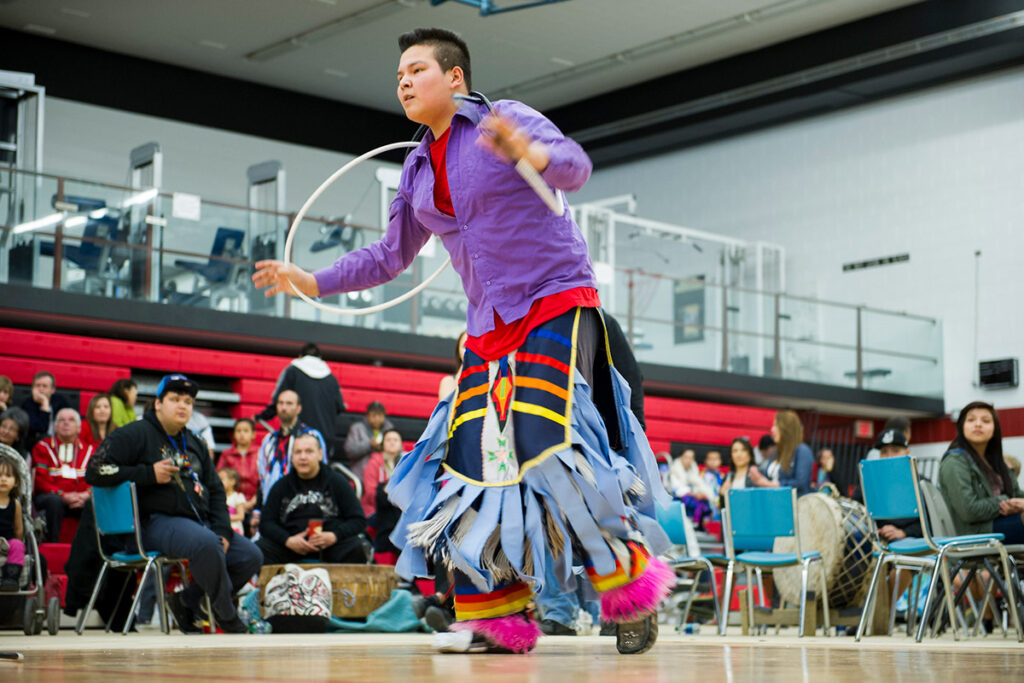 Dancer at a graduation Pow Wow